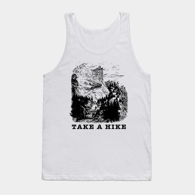 Take a Hike - Mountain Forest White Ink Tank Top by HappyGiftArt